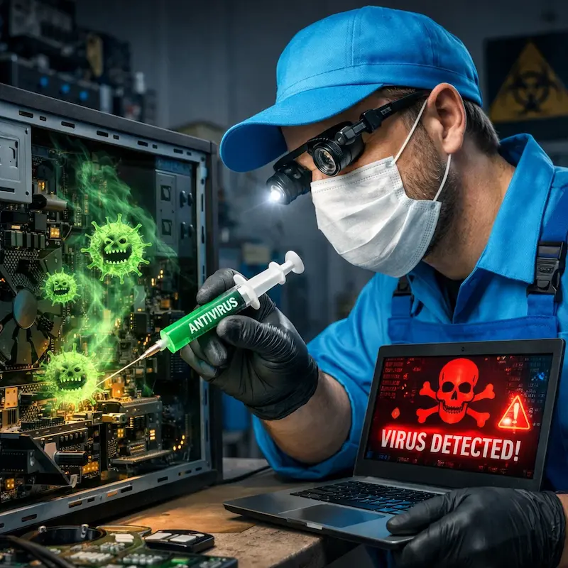 Лечение компьютера от вирусов в Менделеевске на дому